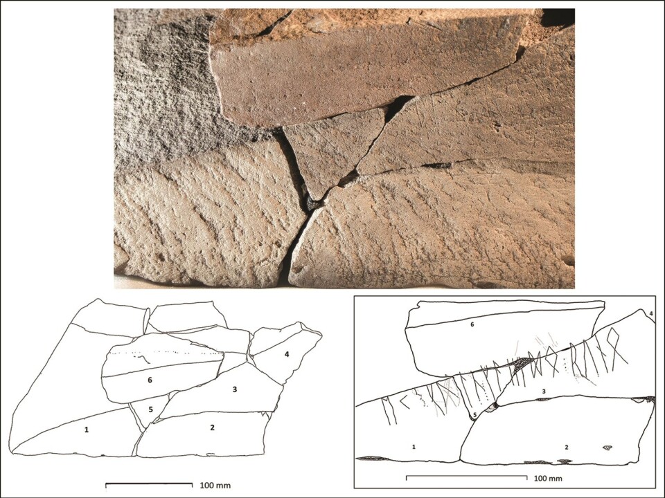 As more fragments were assembled, the runes also became clearer, as seen in the bottom right, drawn by Kristel Zilmer. You can read more about the inscription’s meaning further down, but it may be some kind of signature.