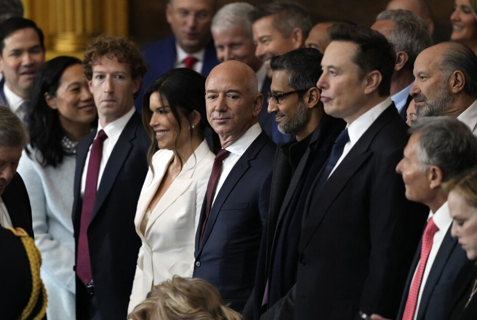 Some of Trump's powerful tech guests at his inauguration on January 20, 2025. Mark Zuckerberg (Meta), Jeff Bezos (Amazon), Sundar Pichai (Google), and Elon Musk (X and DOGE).
