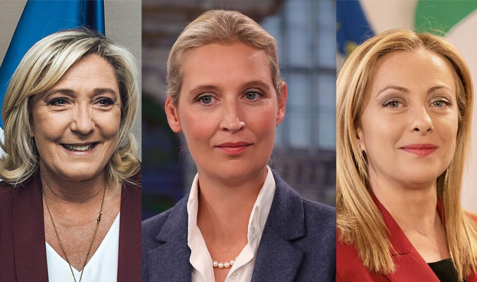 From left: Marine Le Pen of Rassemblement National, Alice Weidel of Alternative for Germany (AfD), and Giorgia Meloni, leader of Brothers of Italy, are among the most prominent female leaders on the far right in Europe.