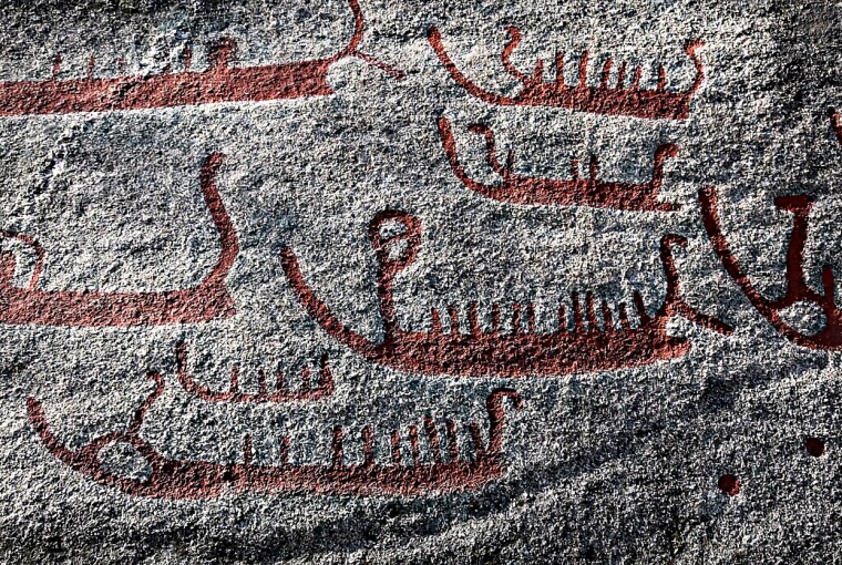 Rock carvings of ships are found along the entire coast of Norway. Note the dragon heads. One of the greatest hopes among archaeologists is to one day discover one of these ancient ships perfectly preserved on Norwegian soil.