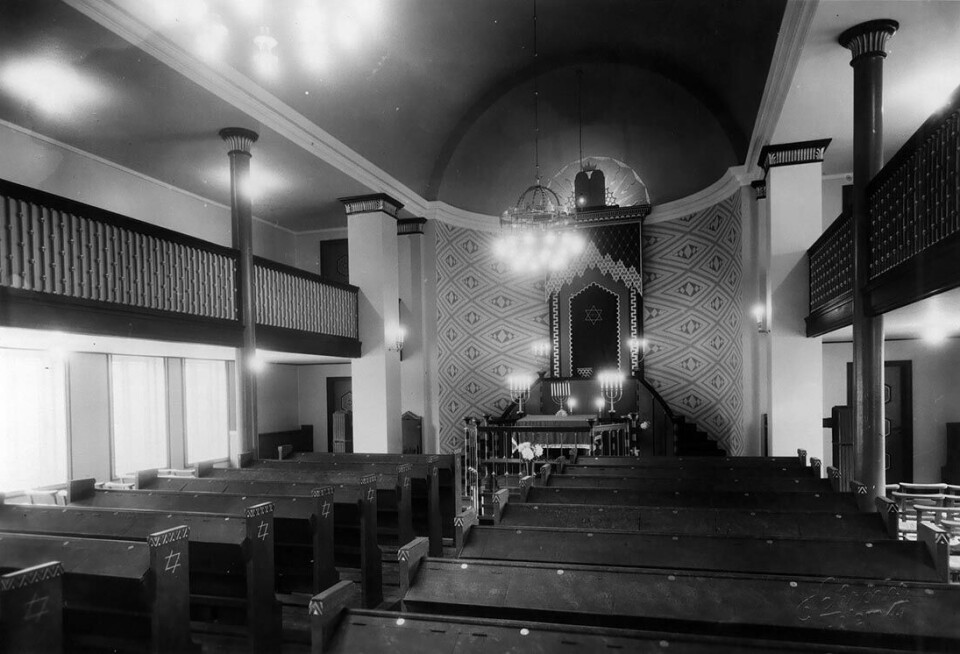 The synagogue was reopened in 1947. Synagogen i Trondheim.