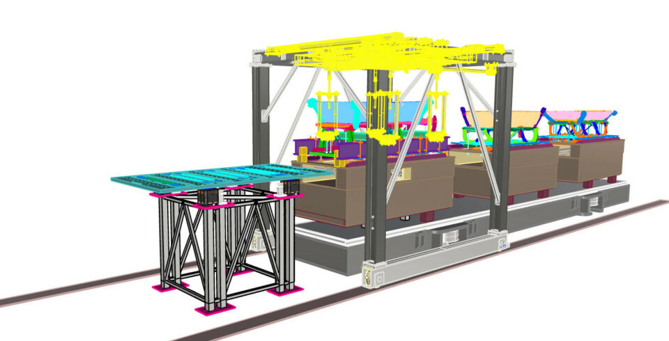 Illustration of the crane that will be used to lift the sleds.