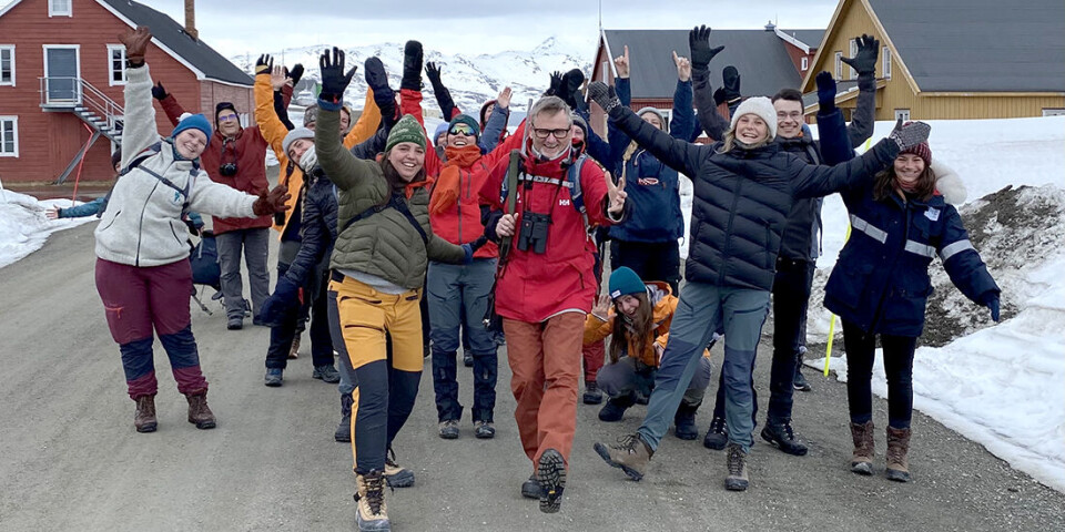 Professor Geir Johnsen with some of his biology students on a research expedition.