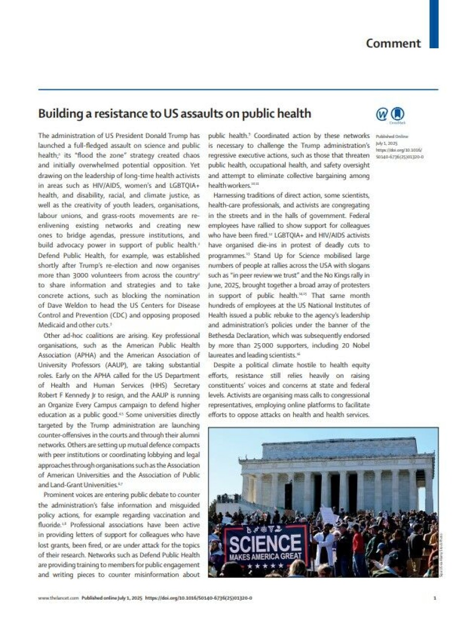 The comment in The Lancet is a call to action.