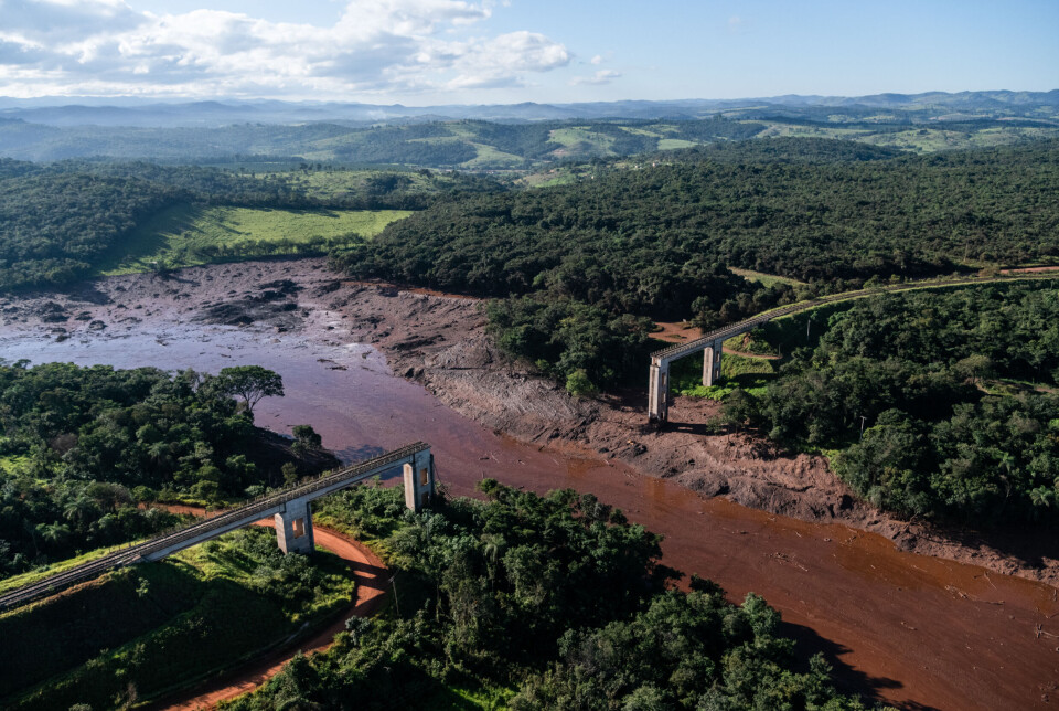 The landscape turned into mud after the Brumadinho disaster in Brazil in 2019. The dam failure is one of the most severe in modern times.