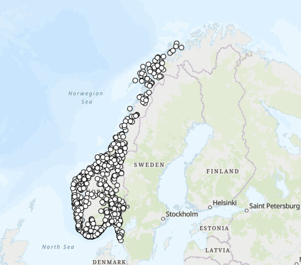 This map shows where the beacons were located.