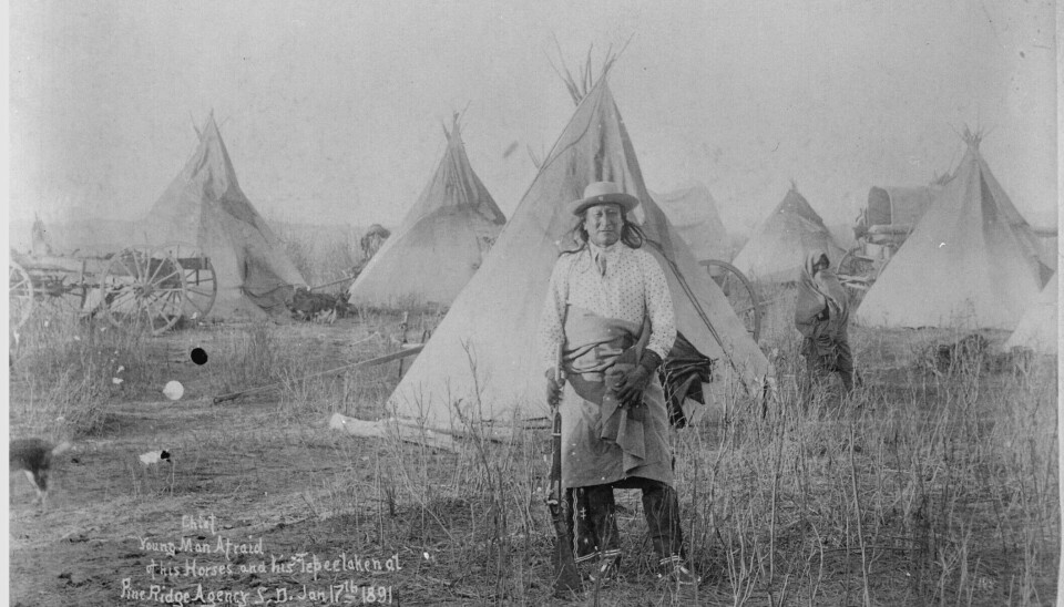 A man of the Oglala-Lakota people on the Pine Ridge Reservation in South Dakota in 1891.