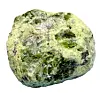 Green mineral rock with rough crystalline surface on white background