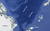 Map of the North Atlantic showing Greenland, Svalbard and underwater ridge features.