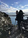 Person with a large travel backpack
