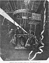 Black-and-white image of a hot air balloon basket.
