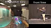 Person wearing an XR headset controlling a swarm system in a laboratory, with an inset front view.