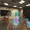 Two hands interacting with blocks through an XR headset inside a motion lab.