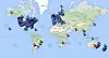 Screenshot of world map with many markers