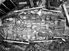 Overhead view of the excavated ship Sørenga 2 showing preserved keel and planks in the ground.