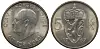 Front and back of a 1967 Norwegian five-krone coin featuring King Olav V and a crowned coat of arms.