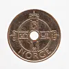 Close up of a one-krone coin