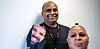 Raghavendra Ramachandra holding up two masks