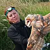 Sofi Hindmarch holding a barn owl