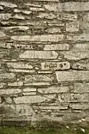 Flood mark on an old stone church.